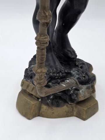 Antique Moorish Blackamoor Figural Cast Bronze Single Candle Holder 15 1/2" tall
