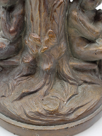 Vintage Table Lamp Base Metal Cherubs Victorian Art Nouveau Shabby Chic. Works.