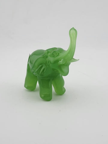Vintage Original Green Jade Miniature Elephant Figurine. Missing One Tusk.