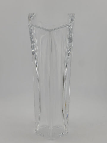 Vintage Baccarat France GINKGO Fan Sparkly Crystal Flower Bud Vase Signed 7”