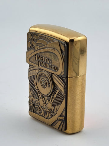Unfired 1999 Harley Davidson Brass Twin Eighty Cubic Inches Engine Zippo Lighter
