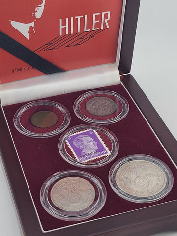 Adolf Hitler Third Reich 5-Piece Historic Boxed Collection Including Rare Stamp