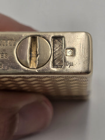 Ultra Rare Vtg S.T. Dupont Hermes Paris 20 Micron Gold Plated Lighter Guilloche