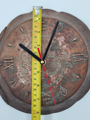 Antique Copper and Wrought Iron Frying Pan Shaped Clock - New Movement. Works