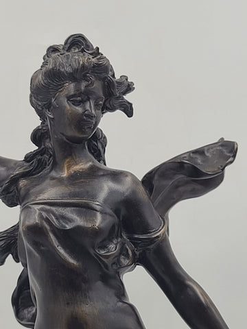 Auguste Moreau Diane Art Nouveau Bronze Dancing Woman Sculpture French C1900