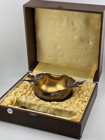 Antique 1920's Silver Plate Sugar Tongs & Bowl W Butterfly Set In Original Box