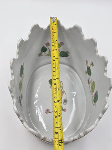 Chinese Export Porcelain Jardiniere C 1920 European Harbor Scene Gilt Cachepot