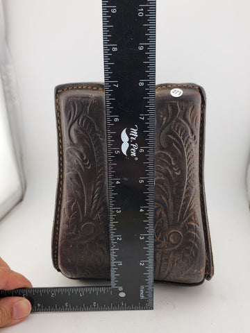 Antique Horse Western Stirrups Saddle Tack Floral Handmade Leather Covered Pair