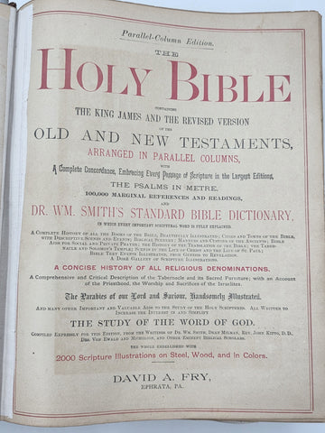 Antique 19th C Victorian Holy Bible 2000 Illustrations Embossed Leather Bible