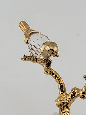 Vintage Swarovski Style Crystal Trimlite & Gold P Love Birds On Tree Figurine.