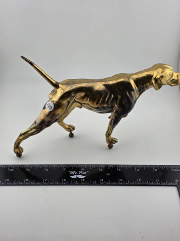 Rare Antique Victorian 19th C Brass Pointer Dog Clock Topper For Mantel Clocks.