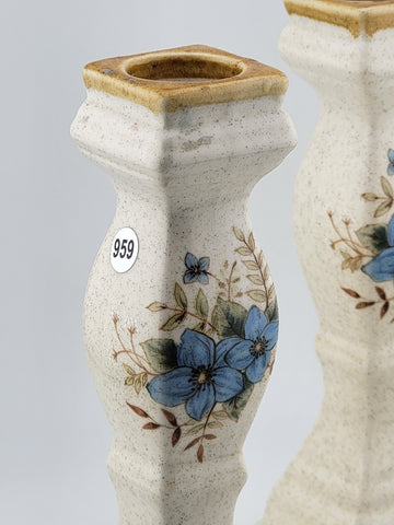 Vintage Mikasa Candlesticks Garden Club Day Dreams Blue Flowers Floral Japan