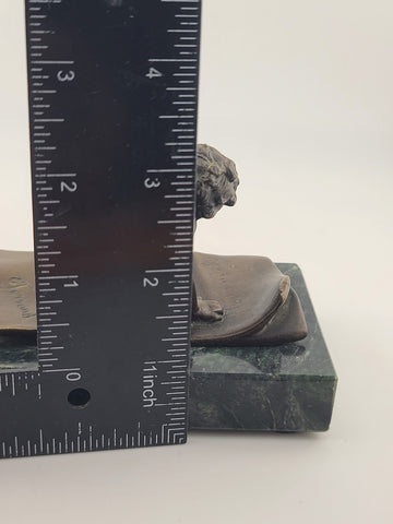 Ernest Justin Ferrand Bronze Winged Cupid Sculpture On Marble Base French Art