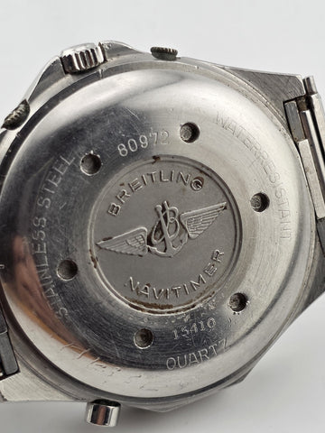 1987 42mm Breitling 80972 Jupiter Navitimer 3300 Quartz Watch. Untested. As-is.