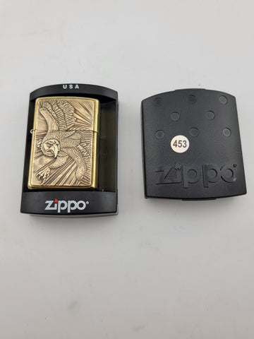 Rare Vintage 1996 Brass Zippo Lighter Soaring Bald Eagle H Patriot USA XII