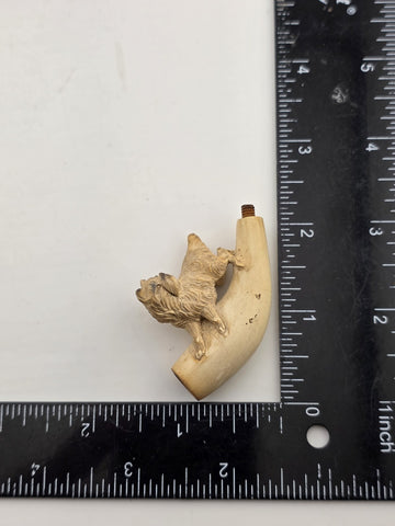 Antique 19th C ECHT German Meerschaum Pipe Hunting Dog Theme W Original Case.