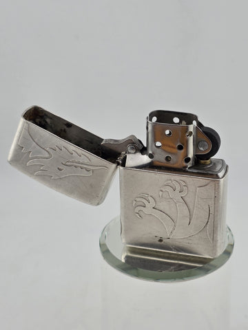 2003 Zippo Lighter DOUBLE SIDED Wrap Around ENGRAVED DRAGON with RED EYE. Works