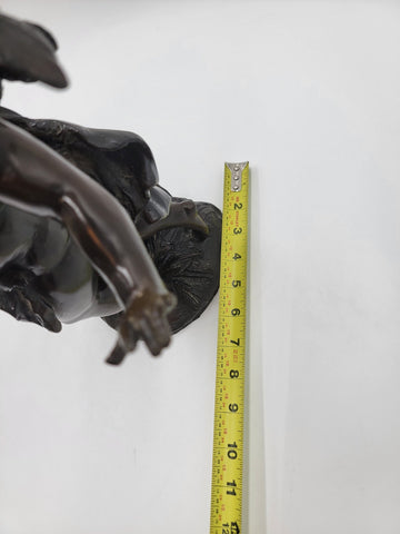 Rare Antique C 1910 Auguste Moreau "Torch Boy" Heavy Bronze Sculpture. 16 Inch