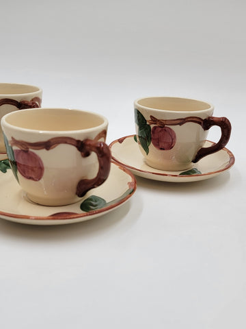 Vintage Set Of 3 Franciscan Earthenware Apple Cup and Saucer 1940-1947