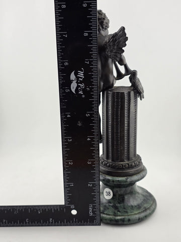 Vtg Mathurin Moreau BRONZE CUPID with LOVE Birds Marble Base Statue Sculpture