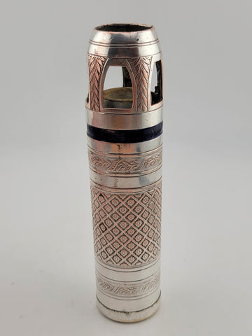 Rare One Of A Kind Antique Silver Metal & Enamel German Marine Oil Lamp.