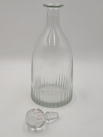 Rare Vintage Flamant France XL Crystal Decanter Ribbed Cut Glass w Stopper 15”