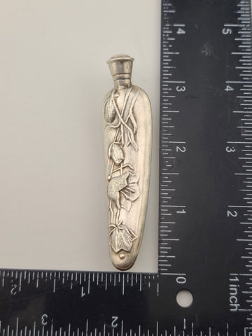 Antique 19thC Sterling Silver Pendant Chatelaine Perfume Scent Bottle W Wisteria