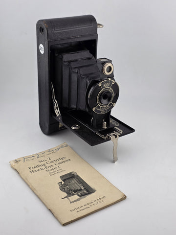 Antique Kodak No.2 Folding Cartridge Hawk-Eye Camera w/ Manual Vintage 120 Film
