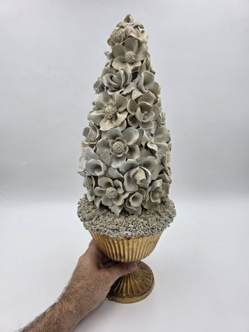 Vintage Large Italian Porcelain Floral Topiary Urn Capodimonte Style 17.5". Read