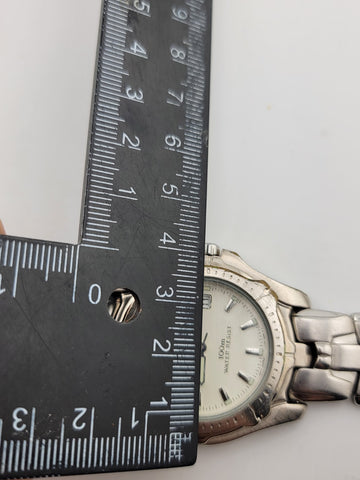 PULSAR Men's Silver Tone Stainless Steel White Dial Quartz WATCH V372-0240 Works