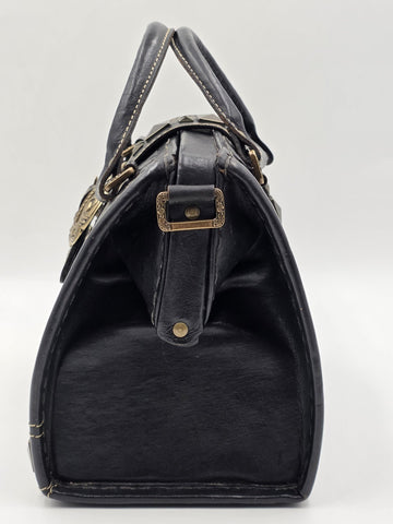 American West Brown Tooled Structured Leather Doctor Style Satchel Shoulder Bag