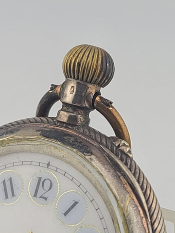 Antique French Silver Pocket Watch Cylindre 6 Rubis Running c1880. Missing Arms