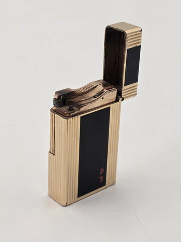 Rare Vintage ST Dupont Paris Gold Plate Black Lacquer Lighter & Cigar Cutter