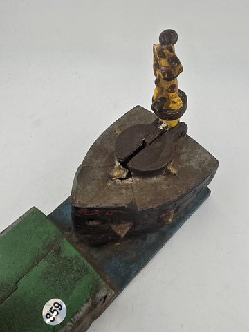 Vintage Reproduction Book of Knowledge Cast Iron Cannon Mechanical Bank.