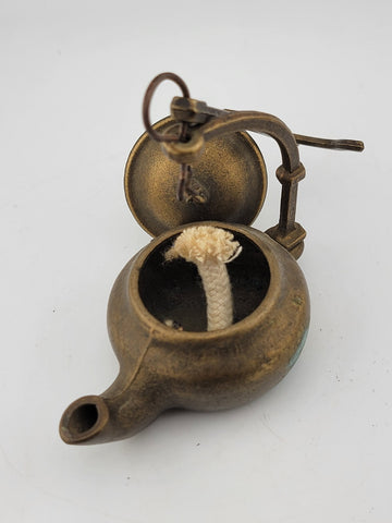 Rare 19th Century Antique European Brass Hanging Oil Lamp- Ships Lamp. Complete.