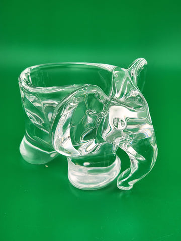 Vtg 1950s Art Vannes France Clear Crystal Elephant Pipe Holder-Marked on Base