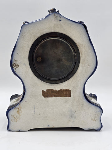 1889 WATERBURY Parlor No.98 Victorian Cobalt Blue Porcelain Ceramic Mantel Clock