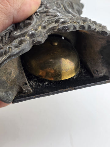 Antique F. Kroeber Metal Mantel Alarm  Clock c.1893 Ornate Victorian Windup Read