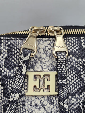 Vtg Escada Genuine Python Skin Leather Satchel Bag Italy Gold Hardware EE Logo