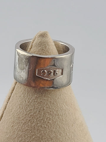 Vtg 1997 Tiffany & Co. 1837 Concave Wide Band Ring Sterling Silver 925  size 6.