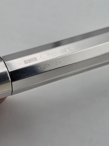Rare OMAS 502 Sterling Silver 925 Faceted Ballpoint Pen Box & Papers Italy. 48g.