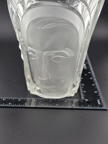 August Walther & Söhne Art Deco Glass Vase 3 Faces Man Woman Child 7"H Germany