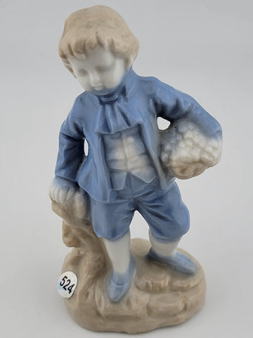 Antique Jens M. Jensen porcelain figure / Aalborg / boy with basket / Denmark #I