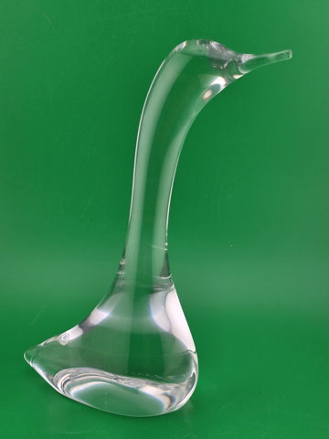 Vintage Mid Century Daum France Crystal Swan Duck Loon Bird Figurine Signed.