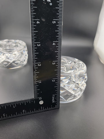 Vintage Pair Signed Waterford Irish Cut crystal candle holders. VG Condition.