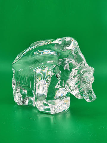 Vintage Orrefors Crystal Grizzly Bear Sculpture Paperweight Signed Swedish Mint
