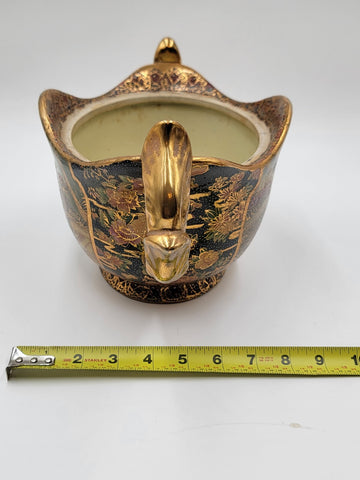 Vintage Satsuma Hand Painted Gold Gilded Bowl Urn Compote W Lid Fritz. Extra Lid