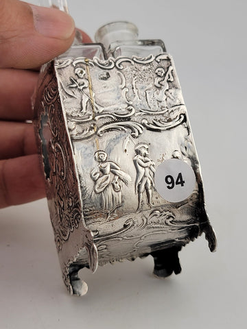 Rare Antique 1936 C 2 Bottle Set Perfume Cologne Bottles Deutch Sterling Silver
