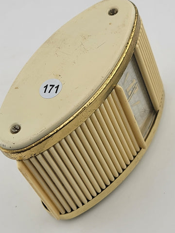 MID-CENTURY WESTCLOX GOLD STARBURST NUMBERS. SLIDE & GO ALARM CLOCK. Working.