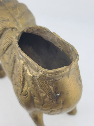 Chinese Brass Kirin Head Deer Feet Statue Incense Burner 6.5x2.25x6.5" Antique